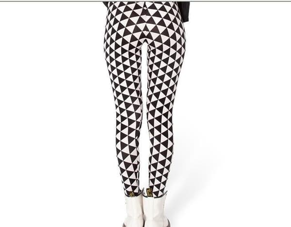 Svart Vit Triangel Leggings Svart S