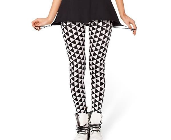 Svart Vit Triangel Leggings