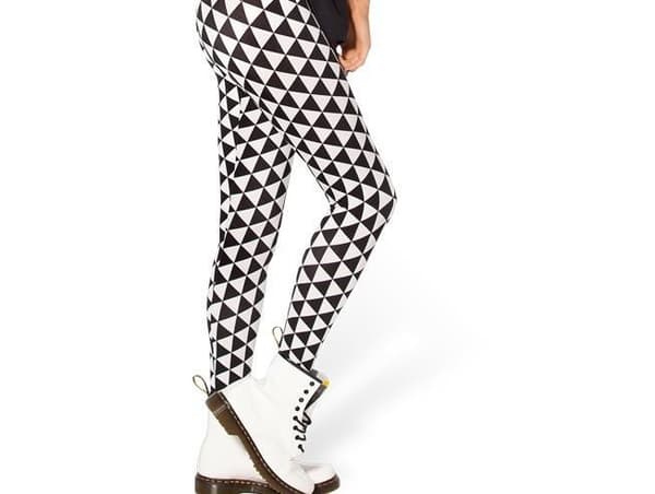 Svart Vit Triangel Leggings