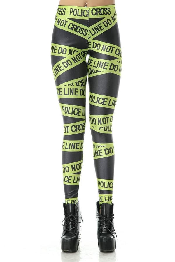 Grön Police Line Leggings multifärg M