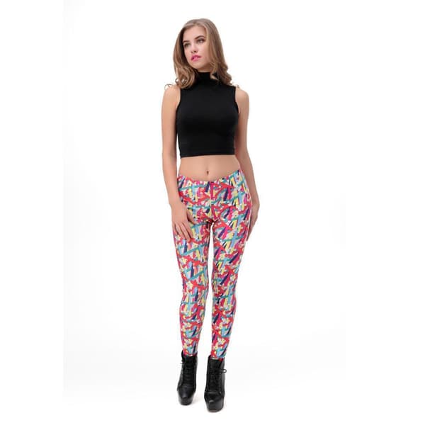 Färgglada Leggings med Pennor