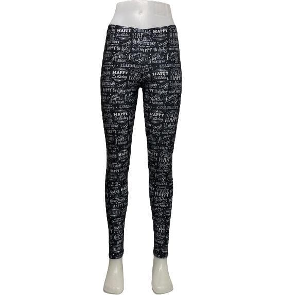 Happy Birthday Leggings Grattis På Födelsedagen Tights Svart S