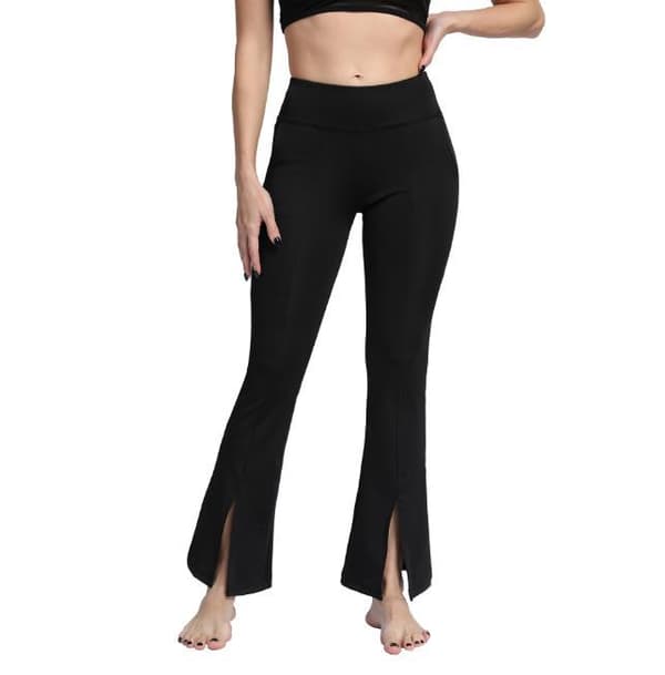 Svarta Bootcut Leggings med Fickor och Split