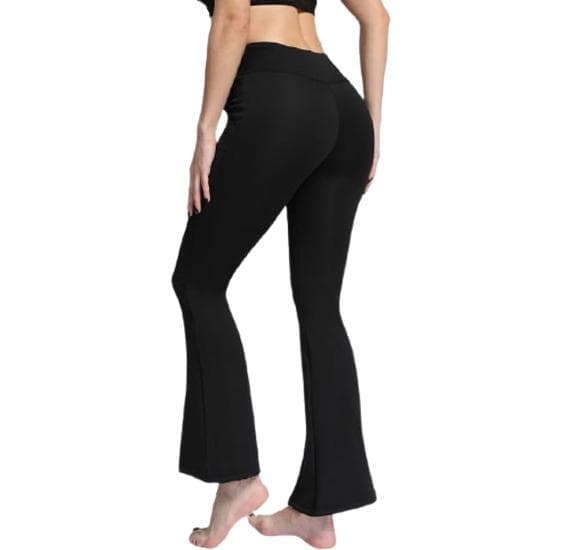 Svarta Bootcut Leggings med Fickor och Split
