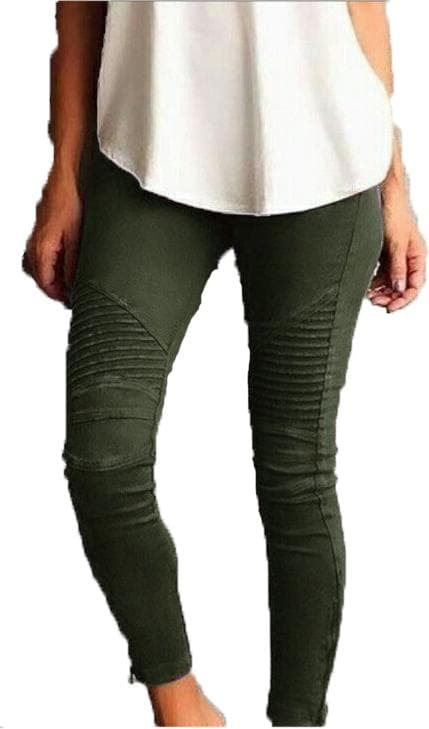 Sköna Arme Grön Stretchiga byxor med fickor och mönstrade ben