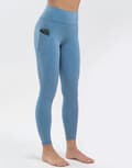 Miniatyrbild 9 av 11: Leggings med Hög Midja och Fickor Grön Blågrå Svart