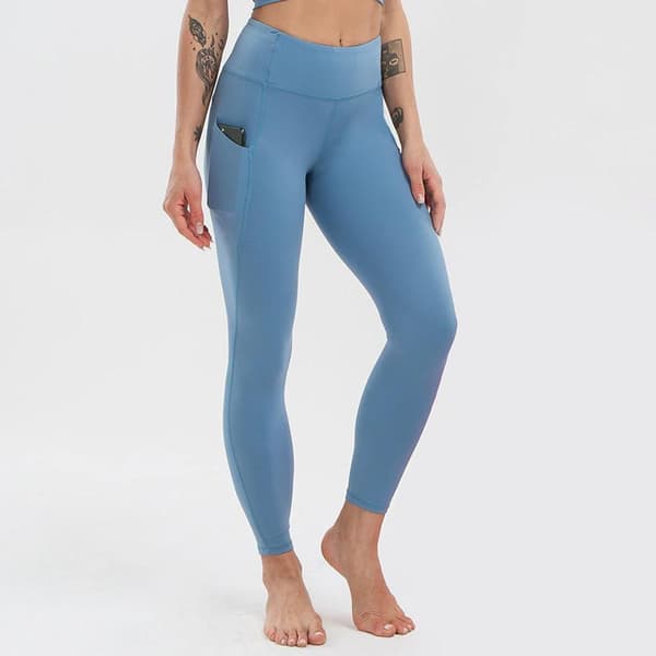 Leggings med Hög Midja och Fickor Grön Blågrå Svart