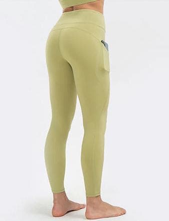 Leggings med Hög Midja och Fickor Grön Blågrå Svart