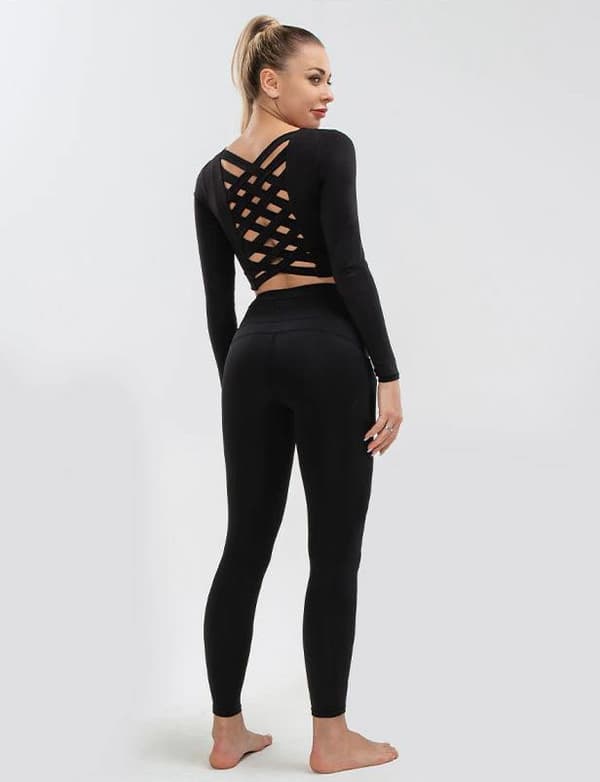 Leggings med Hög Midja och Fickor Grön Blågrå Svart