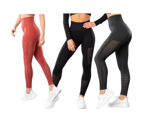 Röda Seamless Tights Leggings Mesh Röd Medium