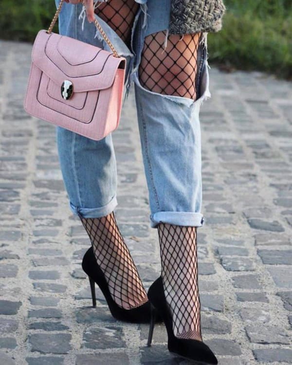2-PACK! One-Size Fishnet Tights - Små maskor