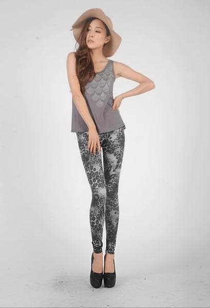 Grey Leopard Spot Leggings