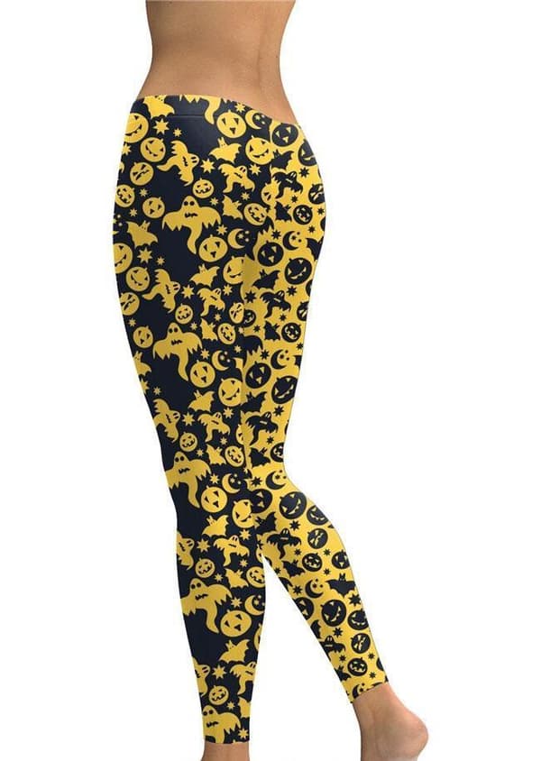 Svart Gula Leggings med figurer