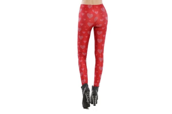 Röda Leggings med Hjärtan