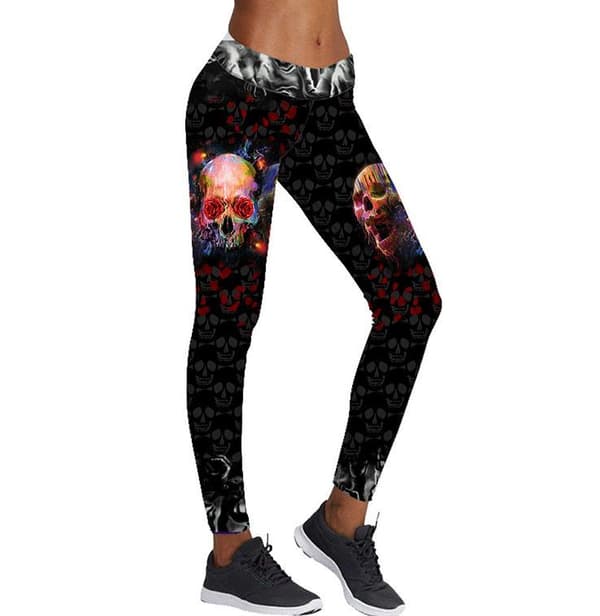 Svarta Leggings Med Färgglada Dödskallar multifärg XL