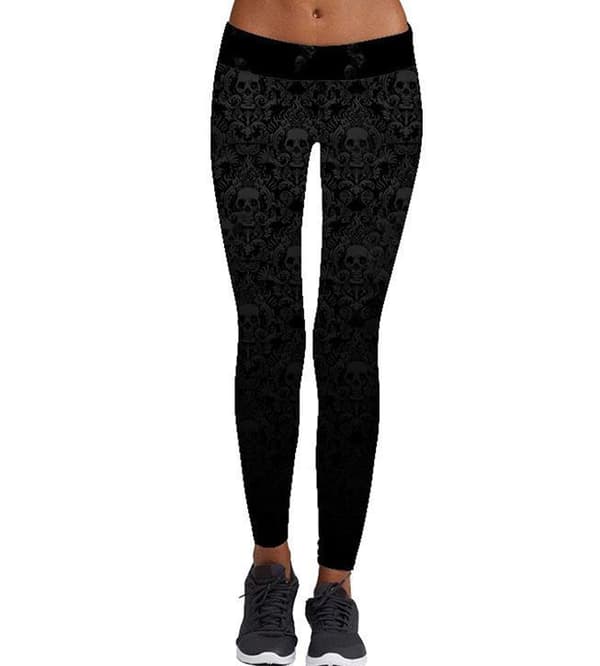 Svarta Leggings med Dödskallar
