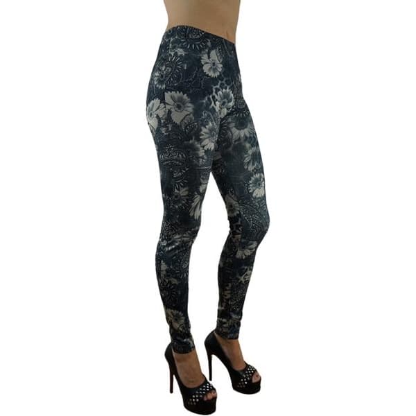 Mörka leggings med blommigt mönster