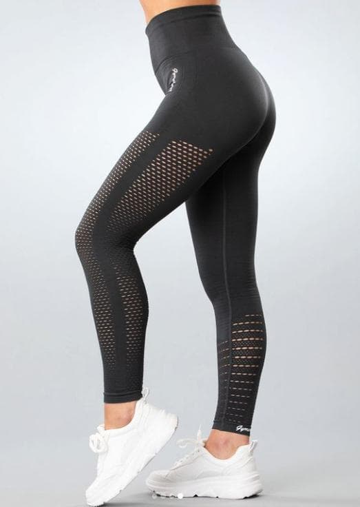 Gymshout Mörkgrå Seamless Tights Leggings Mesh Large