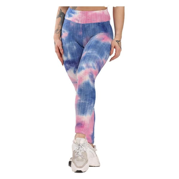 Rosa Blå Leggings med mönster Tie Dye Leggings