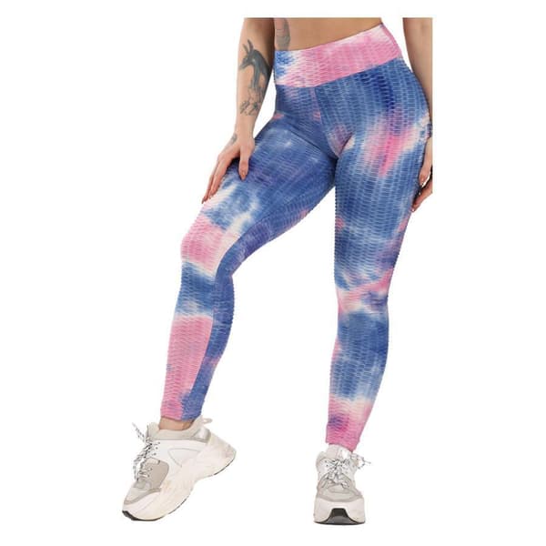 Rosa Blå Leggings med mönster Tie Dye Leggings