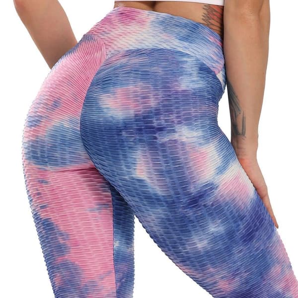 Rosa Blå Leggings med mönster Tie Dye Leggings