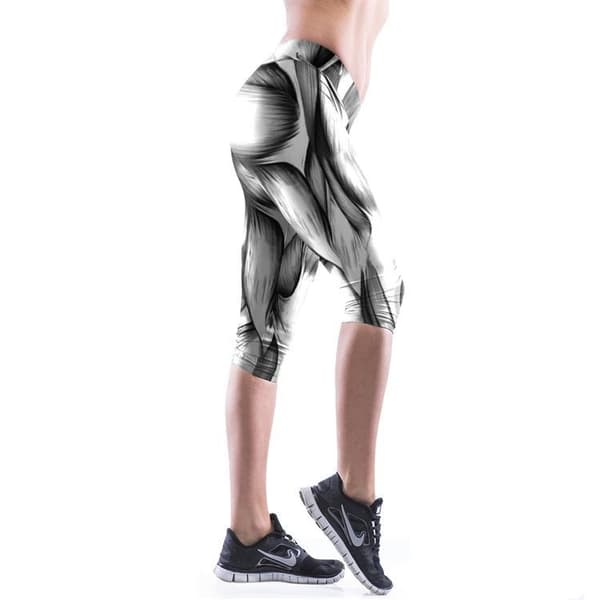 Vit Svarta Capri Leggings med Muskler
