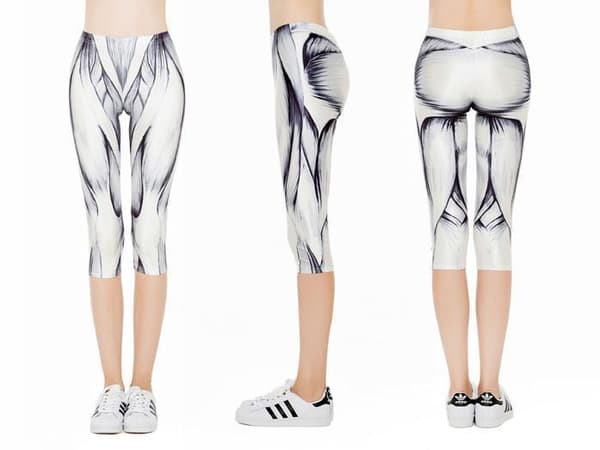 Vit Svarta Capri Leggings med Muskler