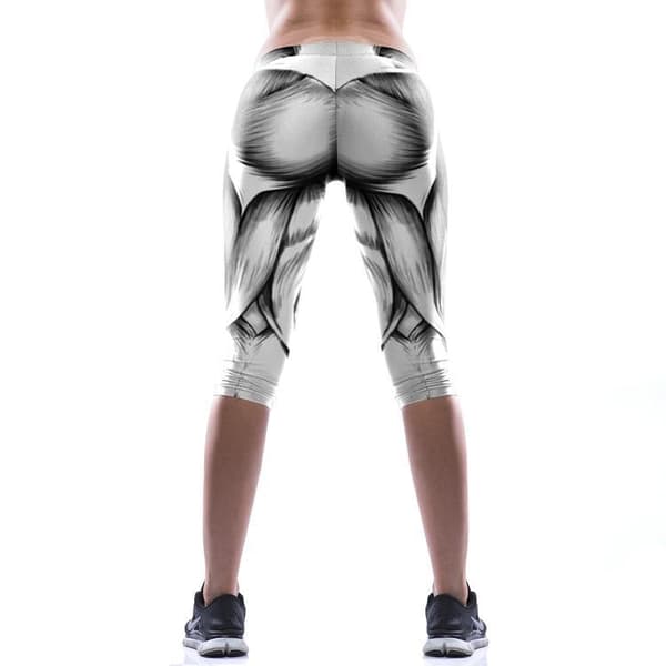 Vit Svarta Capri Leggings med Muskler