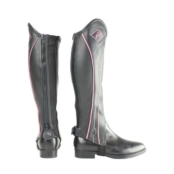 HyLAND Adults Two Tone Leather Gaiters Black/Pink M
