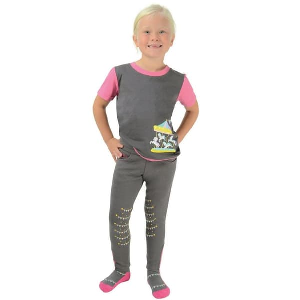 Little Rider Childrens/Kids Merry Go Round Jodhpurs Grey/Pink 9-10 Years