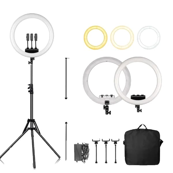 Ringljus, Dimbar LED-lampa, USB-laddning, Ingen Stativ Svart