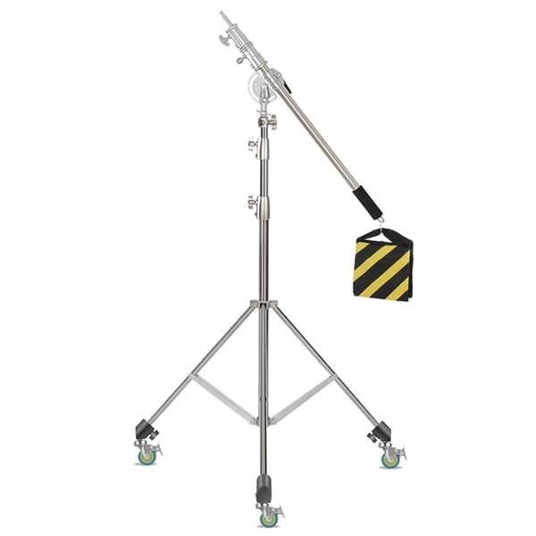 Foto Studio C Stand, Rustfrit Stål Konstruktion, Forlængelsesstang til Fleksibilitet, 320 med arm