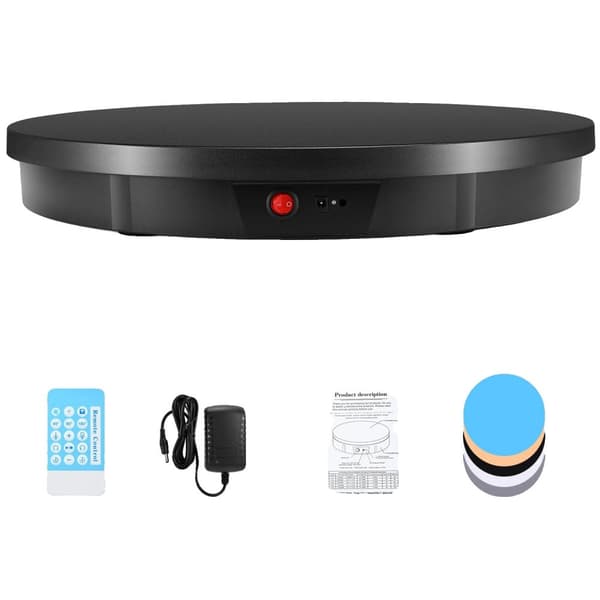 Elektrisk roterende displaystand, maksimal belastning 100 kg, justerbar hastighed 22-60 sek,Hvid sæt, EU Black Kit