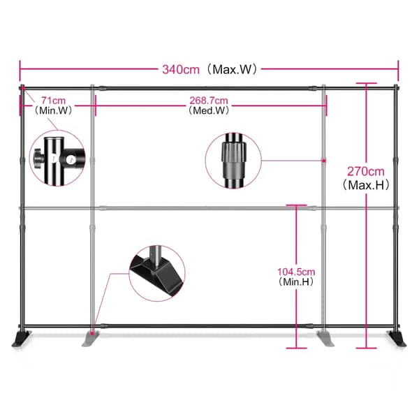 Bakgrundsställ, Justerbar Storlek, Robust och Hållbar,2.7x3.4M-a