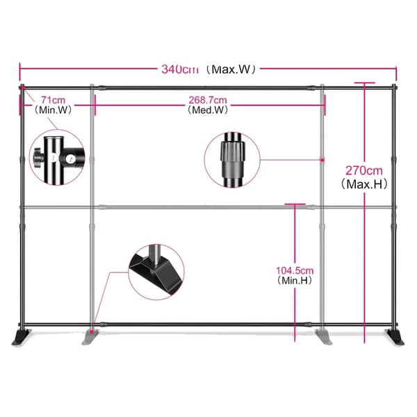 Bakgrundsställ, Justerbar Storlek, Robust och Hållbar,2.7x3.4M-a