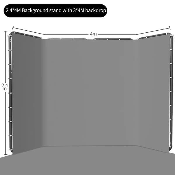 Chroma Key Bakgrund, 240x400cm Storlek, Stryktåligt Tyg,Golv Grå kit