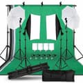 Miniatyrbild 2 av 2: Fotografibelysningskit, 2,6m x 3m bakgrundsram, 20W LED-lampor,Fotostudio Kit 53