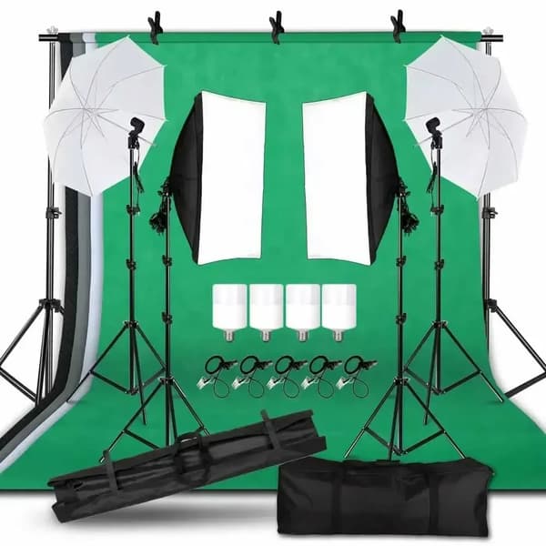 Fotografibelysningskit, 2,6m x 3m bakgrundsram, 20W LED-lampor,Fotostudio Kit 53
