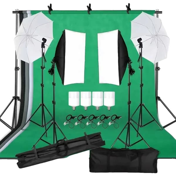 Fotografibelysningskit, 2,6m x 3m bakgrundsram, 20W LED-lampor,Fotostudio Kit 53