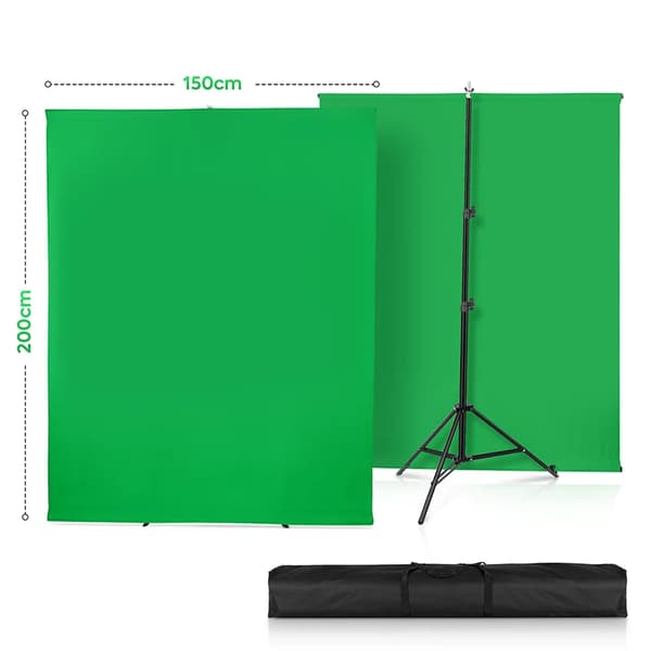 Fotograferingsbaggrund, sammenklappeligt design, chromakey grønt lærred, 150cm bredde grøn