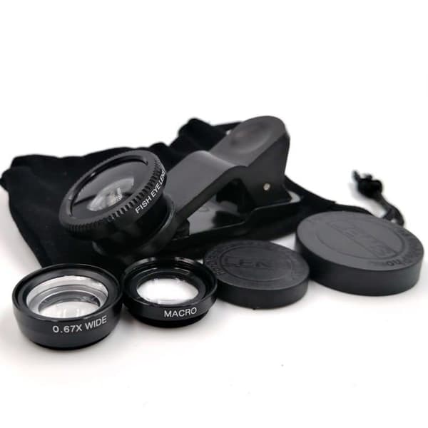 Anjielo smart - L02 - 3 i 1 linssats för mobiltelefon, vidvinkelmakro Fisheye-lins (svart)