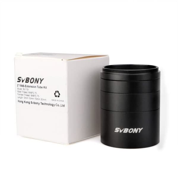 Svbony SV119 2" förlängningsrörsats 5mm 10mm 20mm 30mm M48x0.75 för fokalförlängning vid astrofotografering