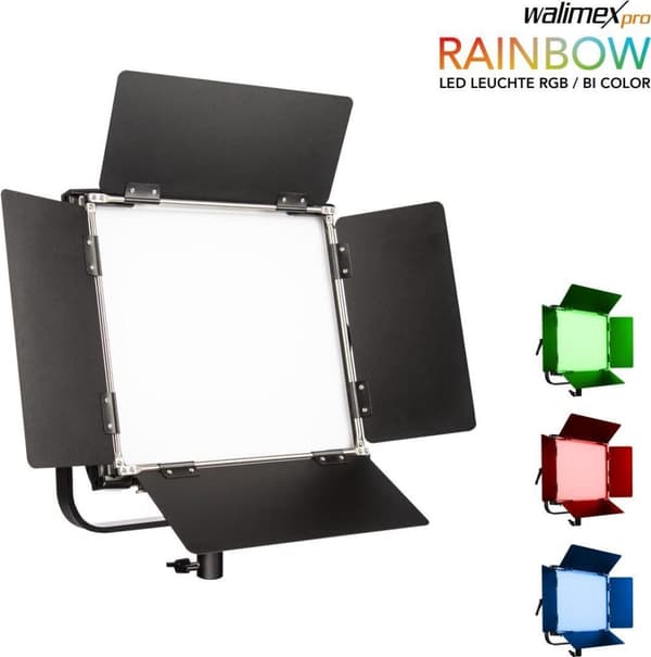 Walimex pro LED-paneelivalo Rainbow 50 W RGBWW + akkutelakka I videovalo ja valokuvavalo I himmennettävä jatkuva valo RGB-värivalolla ja kaksivärisell