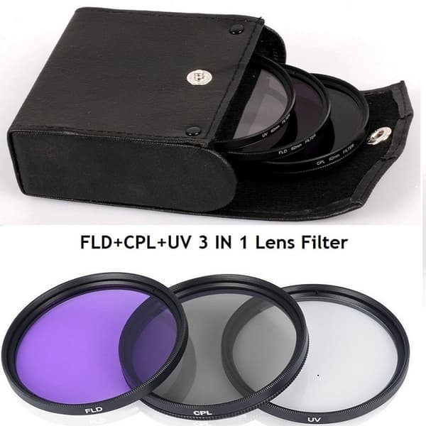 3-delt objektivfiltersæt UV CPL FLD 3-i-1 filterobjektiv til DSLR-kamera
