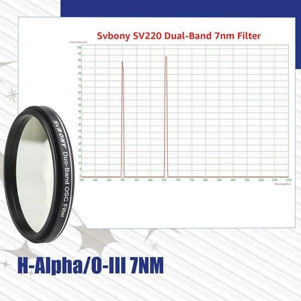 Svbony SV220 2" Teleskopfilter, Dubbelbandigt smalbandigt, H-Alpha OIII 7nm, Minskar ljusföroreningar, Lämplig för CMOS-kameror