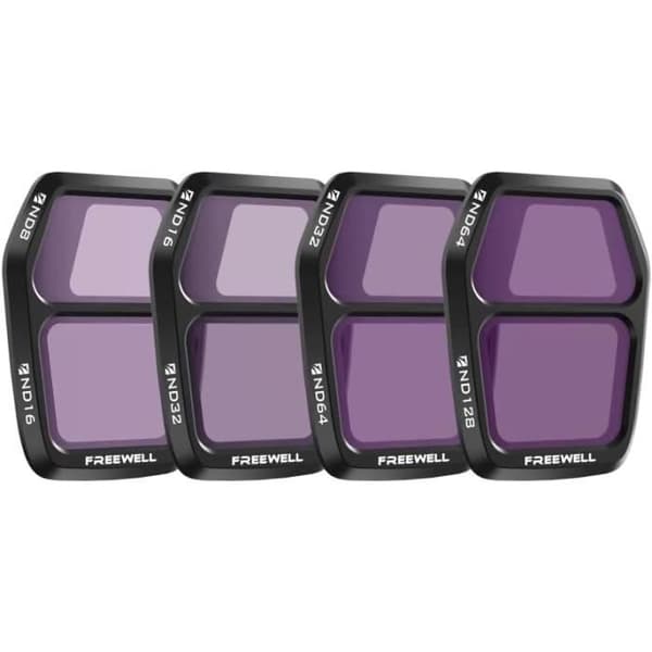 Freewell DJI Air 3S Split ND Set med 4 filter ND8 ND16, ND16 ND32, ND32 ND64, ND64 ND128
