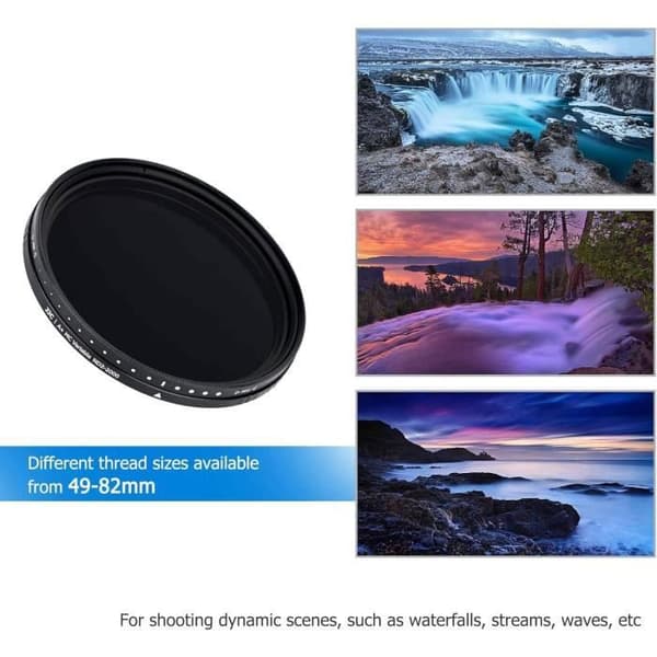 Variabel ND-filter - JJC - 55 mm - ND2 till ND2000 - HD optiskt glas - 9 lager beläggning