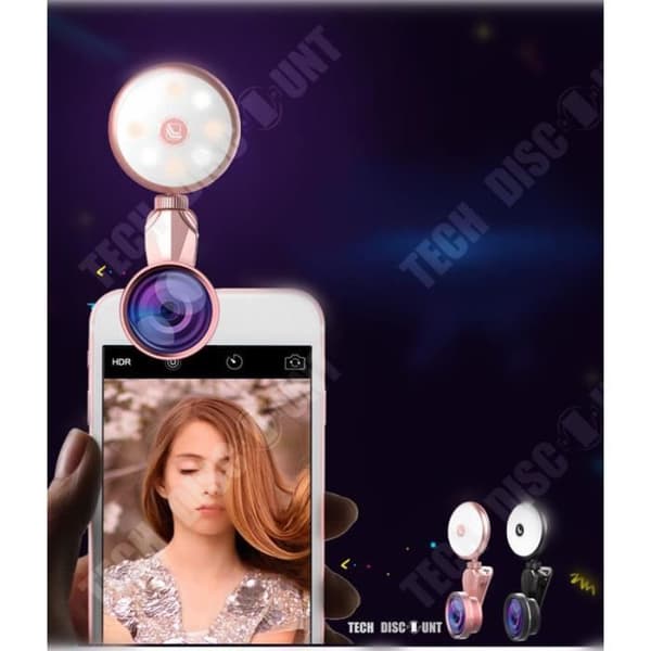 TD® smartphonelins med 185° Fisheye-ringljus, 150° vidvinkel, 360° rotation, 50x Macro Photo Selfie Photographer