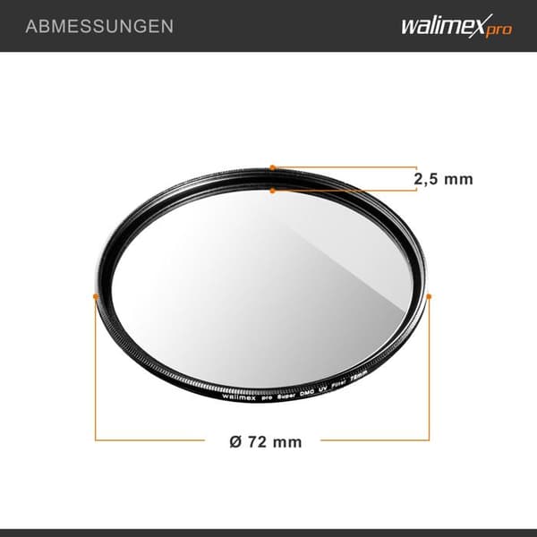 UV-fotofilter - Walimex pro - 22953 - 72 mm - Super DMC 16 gånger - Optimal skydd