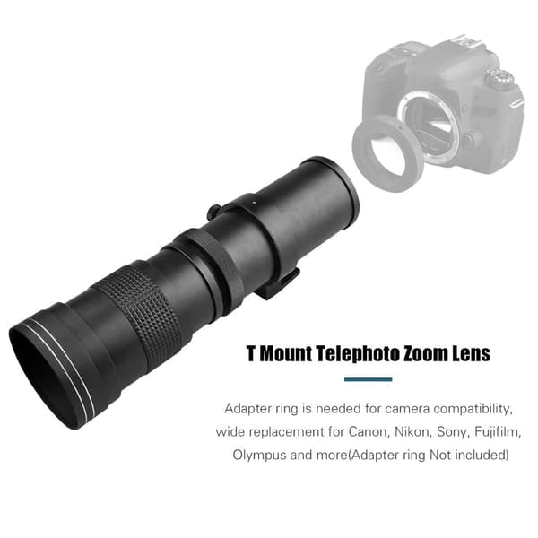 420-800mm Erittäin Teleobjektiivi Zoom-objektiivi F/8.3-16 T-Kiinnike - Yleismaailmallinen 1/4 Kierre Canon Nikon Sony Fujifilm Olympus Kameroille